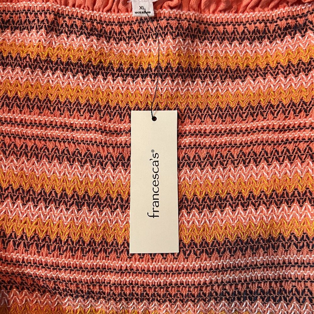 NWT Coco + Jaimeson Francesca's Collection Smocked Off Shoulder Babydoll Top - Picture 3 of 3